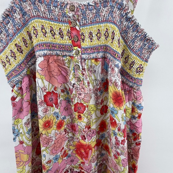 In Bloom Floral Maxi Dress Summer Boho Cottagecore Pink Yellow Sleeveless Medium - Picture 3 of 16